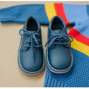 L’Amour Tyler Leather Lace Up Navy Toddler Boys Shoes size 5